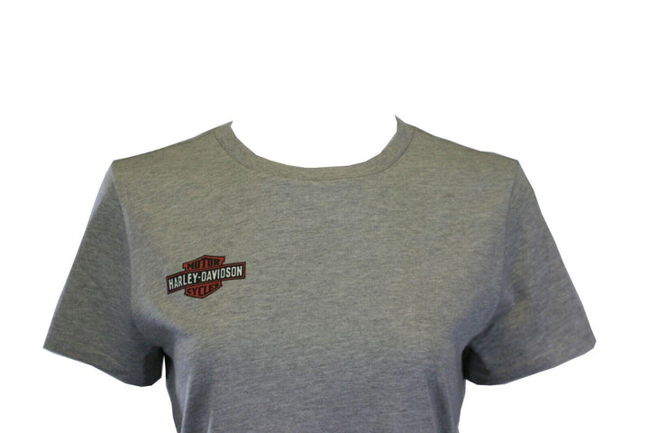 HD Branded Women's T-Shirt Grey Iron & Freedom Eagle Short Sleeve Tee (S44)