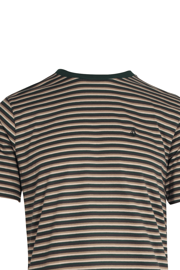Volcom Men's T-Shirt Trekking Green Striped S/S Tee (S36)