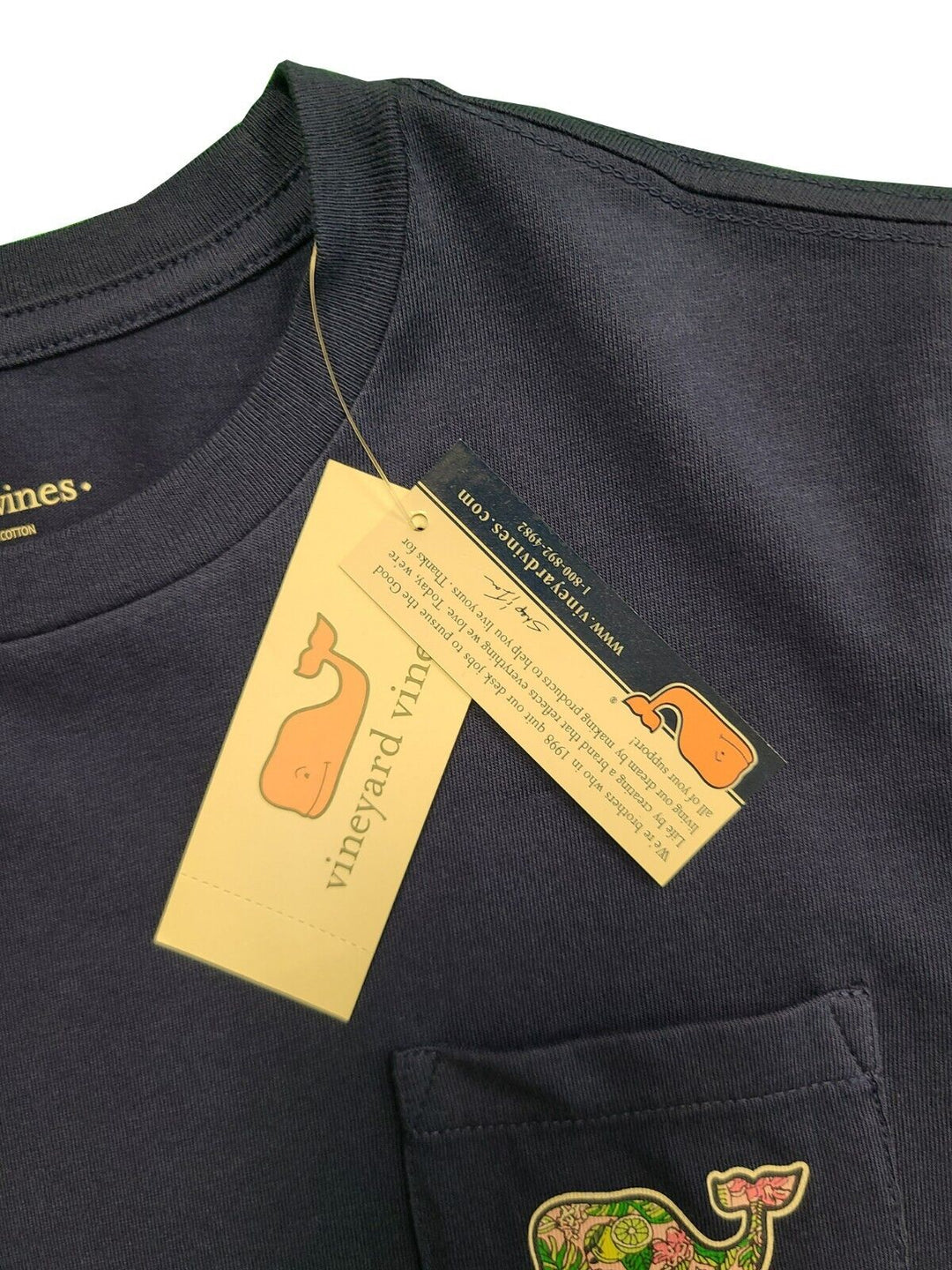 Vineyard Vines Boy’s Deep Bay Blue T-Shirt Palm Beach Whale Fill Pocket (S02)