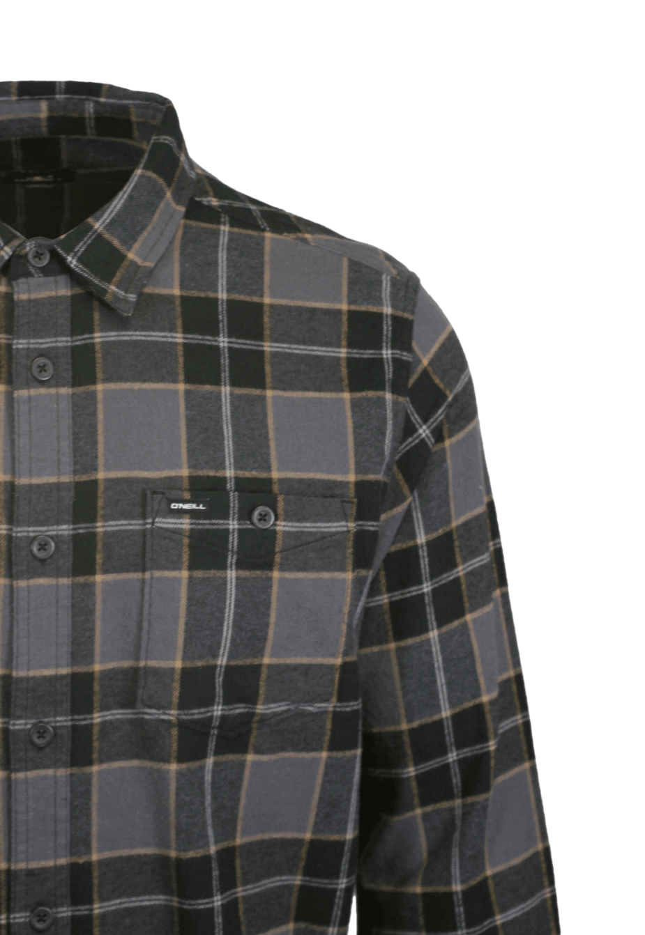 O'Neill Men's Black Shirt Redmond Plaid Stretch Flannel Long Sleeve (S26)