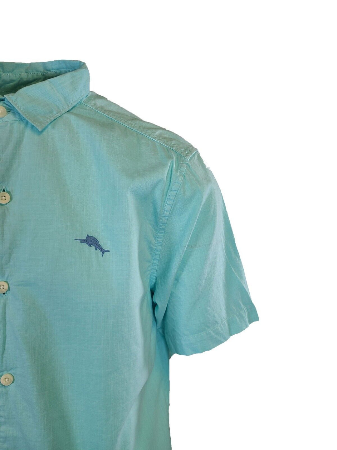 Tommy Bahama Men's Aqua Mist Shirt Blue Logo Short Sleeve Button (S03)