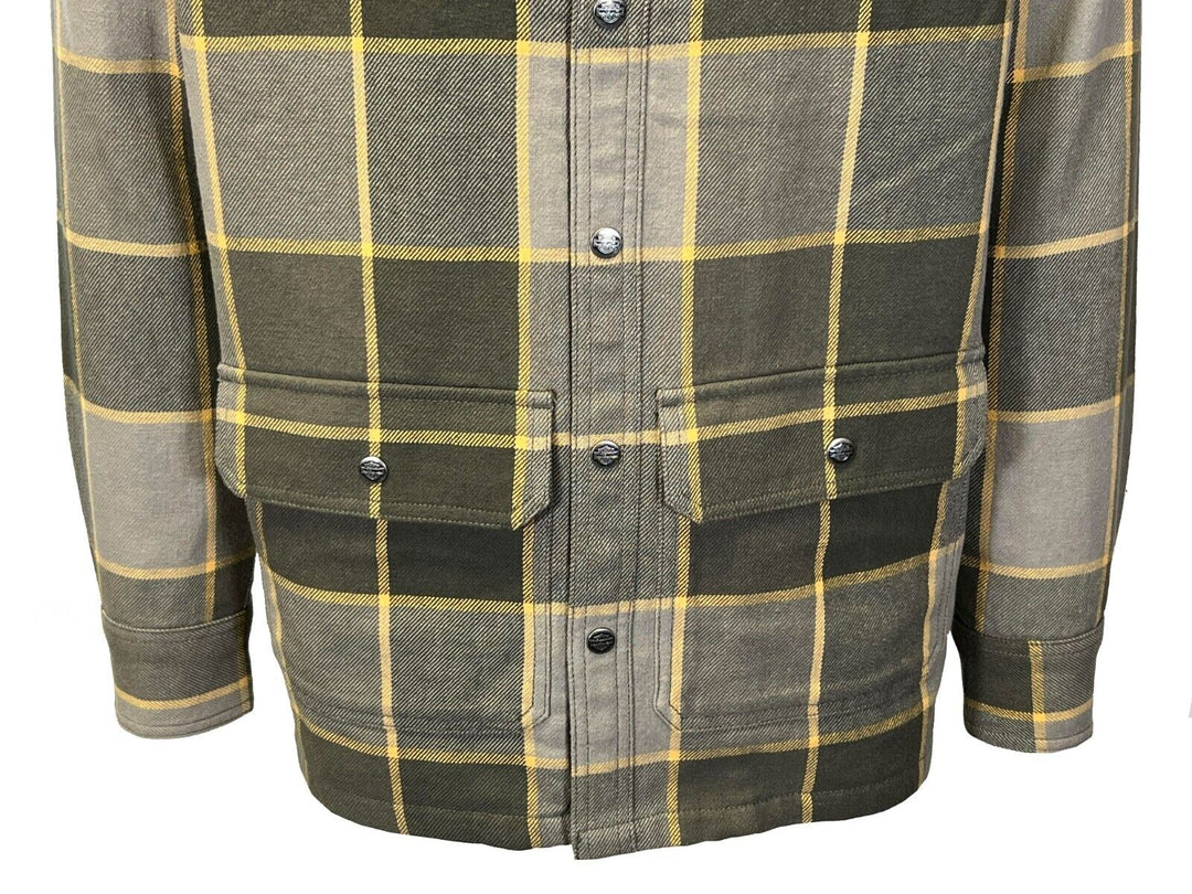 HD Branded Men's Plaid Shirt Jacket Vintage Yarn Dyed L/S Shacket (S72)