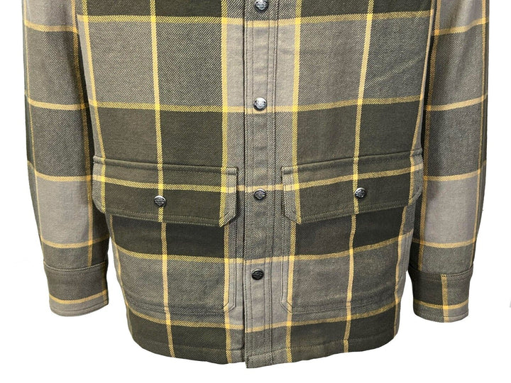 HD Branded Men's Plaid Shirt Jacket Vintage Yarn Dyed L/S Shacket (S72)