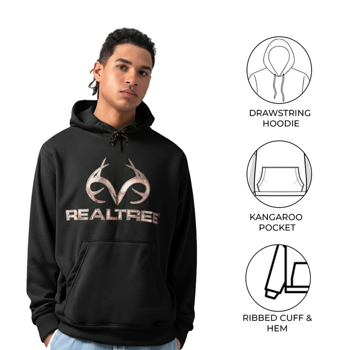 Realtree Men's Hoodie Edge Logo Camo Hood Lining Fleece Pullover (S06)