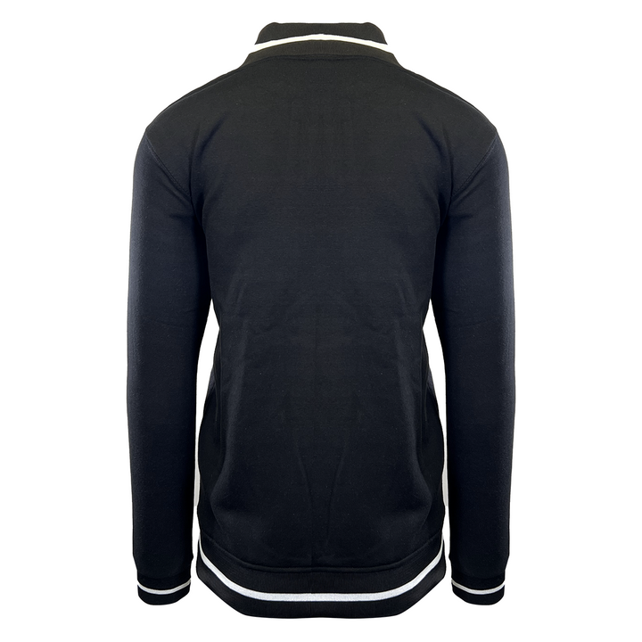 Cotton Best Men's Black Jacket Fleece White Line Varsity Style L/S (S01)