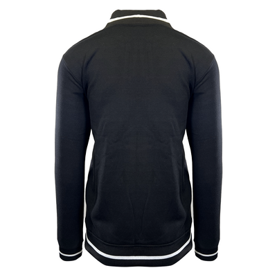 Cotton Best Men's Black Jacket Fleece White Line Varsity Style L/S (S01)