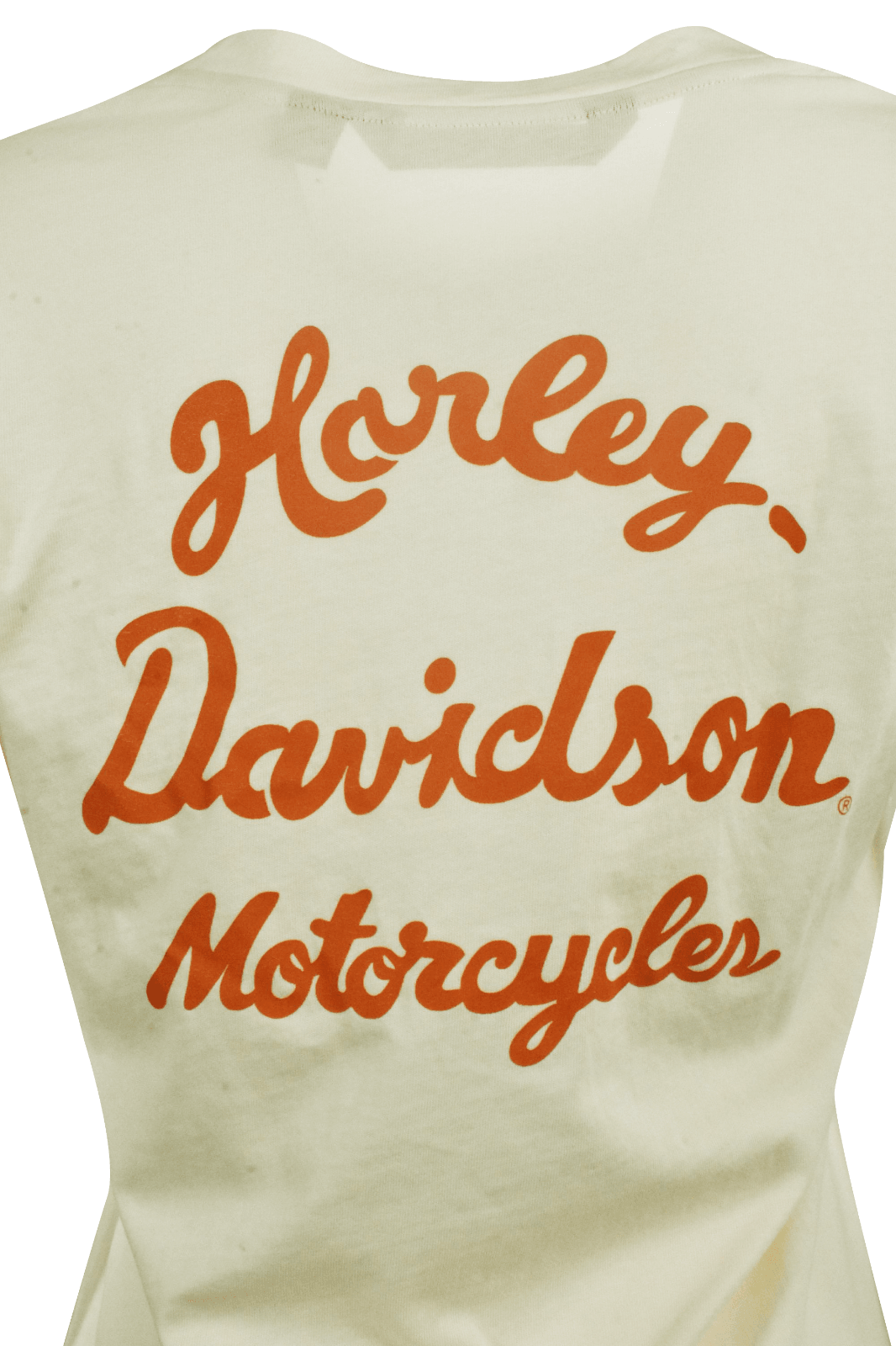 HD Branded Women's T-Shirt Cream V-Neck Relaxed Fit Logo Tee (S15)