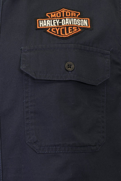 Harley-Davidson Men's Vest Dark Wash Denim Sleeveless Shirt (S60)