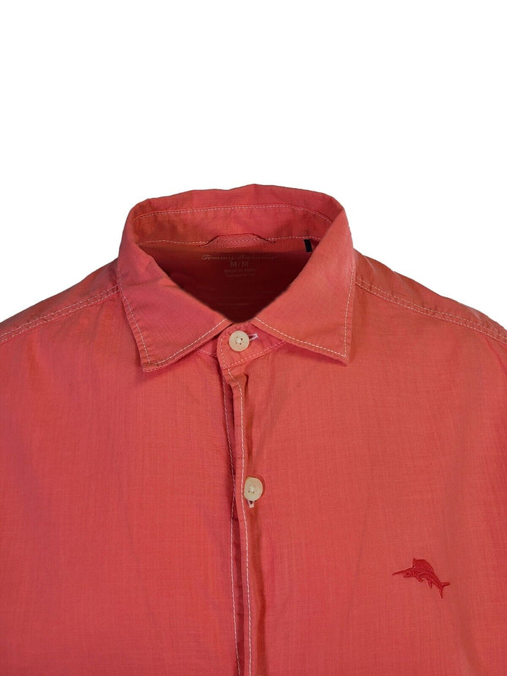 Tommy Bahama Men's Salmon Pink Shirt Logo Short Sleeve Button (S05)