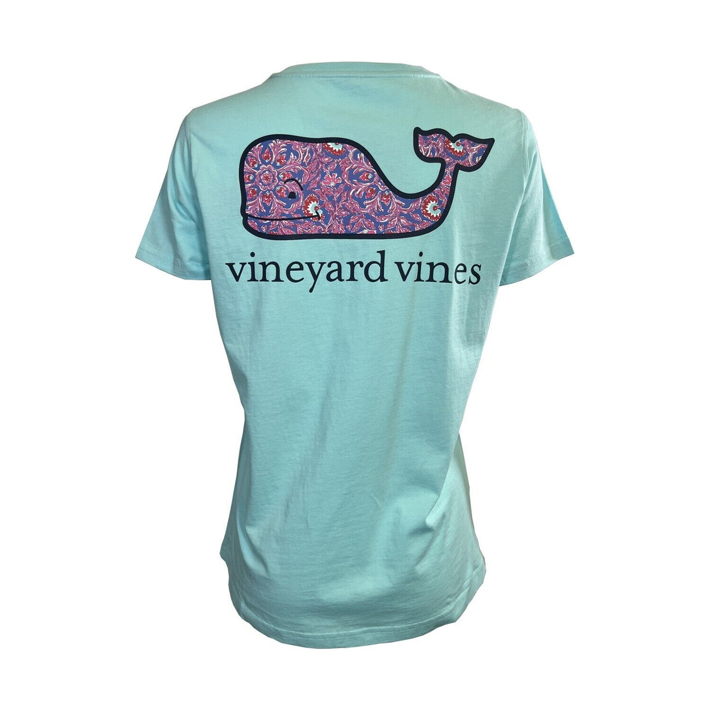 Vineyard Vines Youth's Blue Island Paradise T-Shirt Paisley Floral Whale (S01)