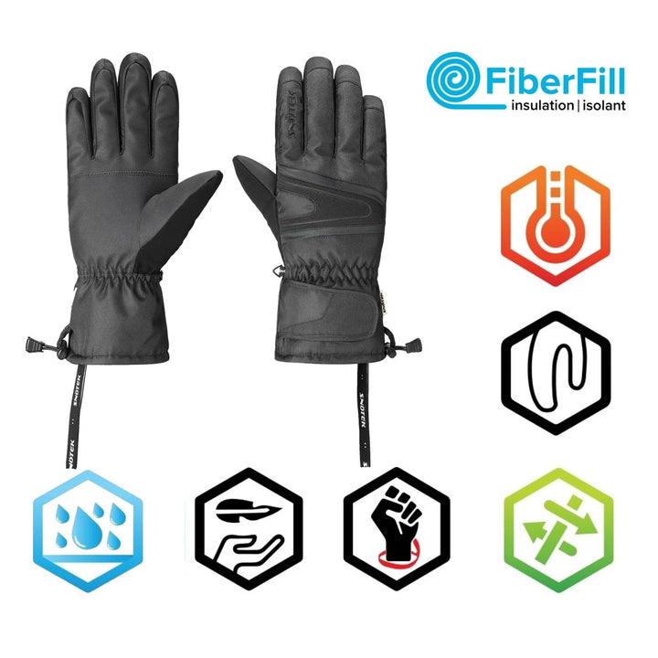 Snotek Men's Black Performance Ski Gloves ST211 (S07)