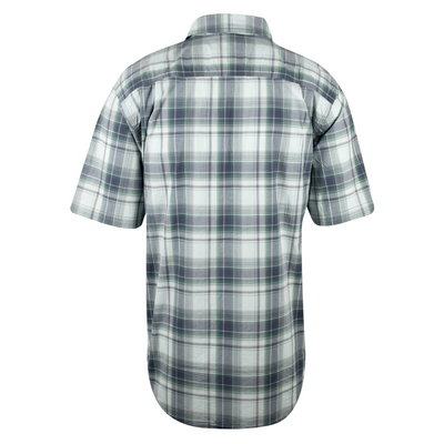 Carhartt Men's Green Grey Navy Plaid Snap-Front S/S Woven Shirt (S18)