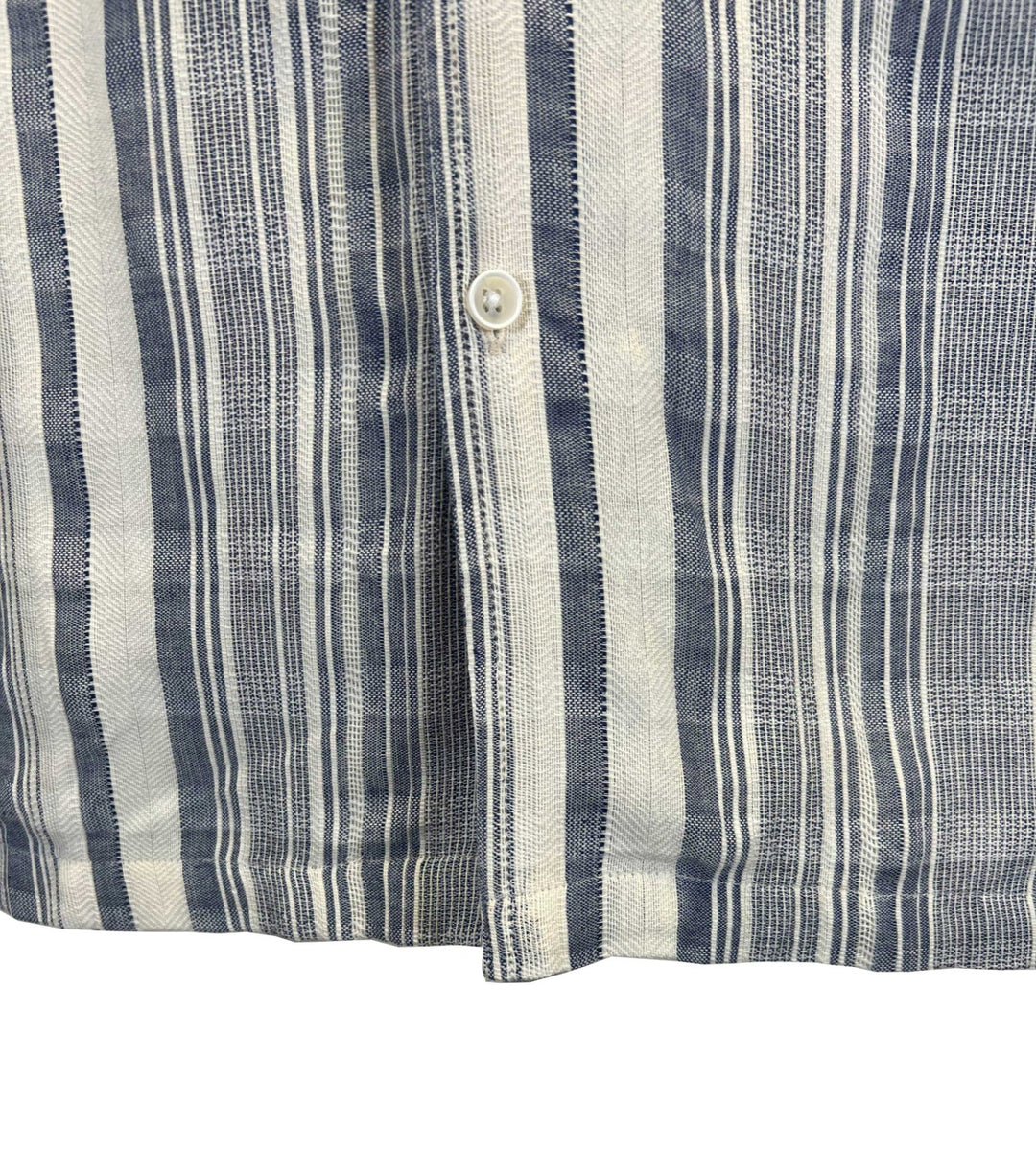 Vstr Premium Men's Navy White Shirt Vertical Stiped Button Down S/S (S01)