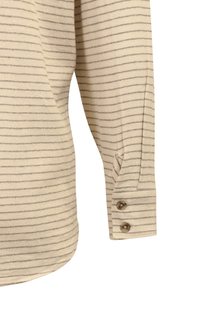 O'Neill Women's Flannel Shirt Horizontal Striped Beige Grey L/S (S17)