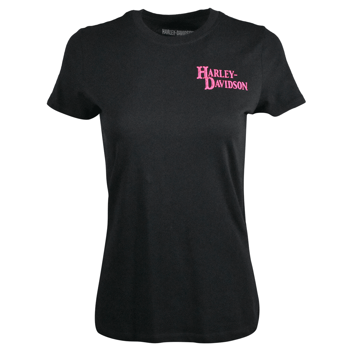 Branded  Women's Black Pink Logo Graphic Print Short Sleeve Tee (S16)