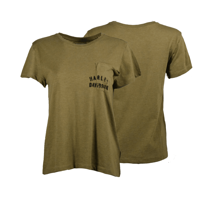 HD Branded Women's T-Shirt Olive Tour of Duty Pocket Relaxed Fit Tee (S21)