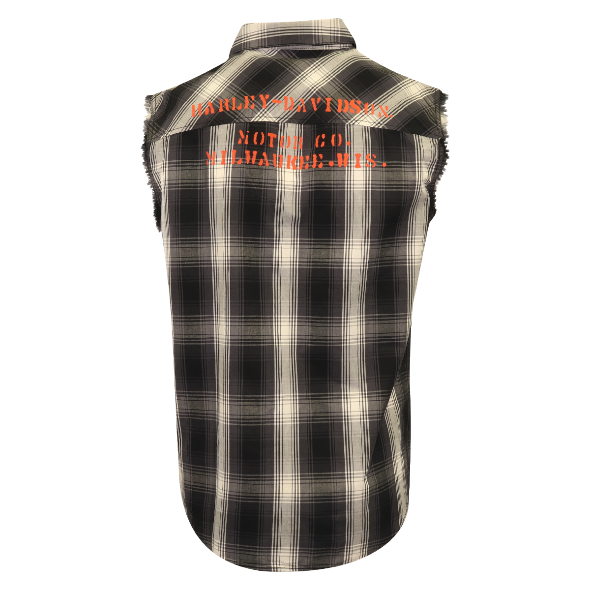 Harley-Davidson Men's Vest Grey Plaid Sleeveless Shirt (S61)