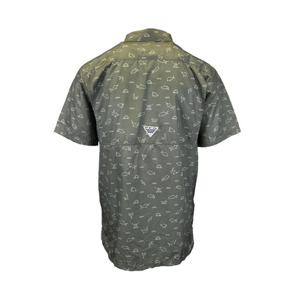 Columbia Men's Shirt Omni-Wick Super Slack Tide Camp All Over Printed S/S