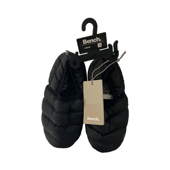 Bench Juniors Kid's Black Puffer Slippers with Rubber Sole FiberFill (S01)