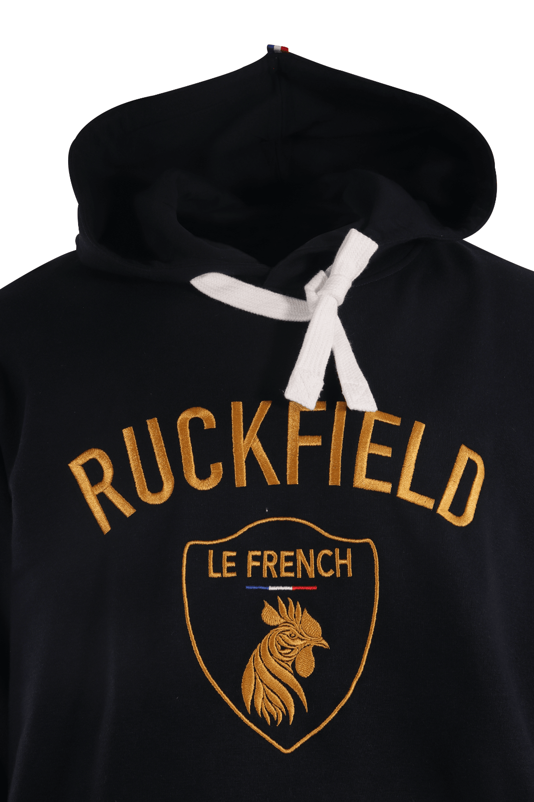 Ruckfield Men's Hoodie Bleu Marine Yellow Drawstring Long Sleeve (S03)