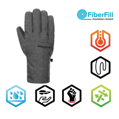 Snotek Men's Grey Performance Winter Gloves Black Logo ST261 (S05)