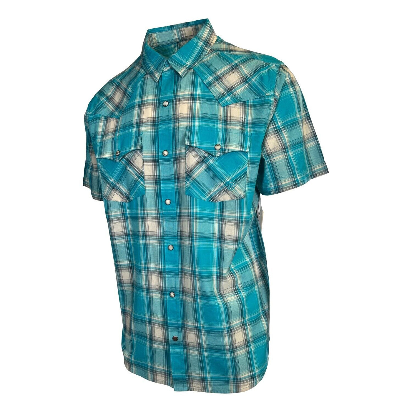 Ariat Men's Shirt Peacock Blue Howard Retro Fit Snap Short Sleeve (S42)