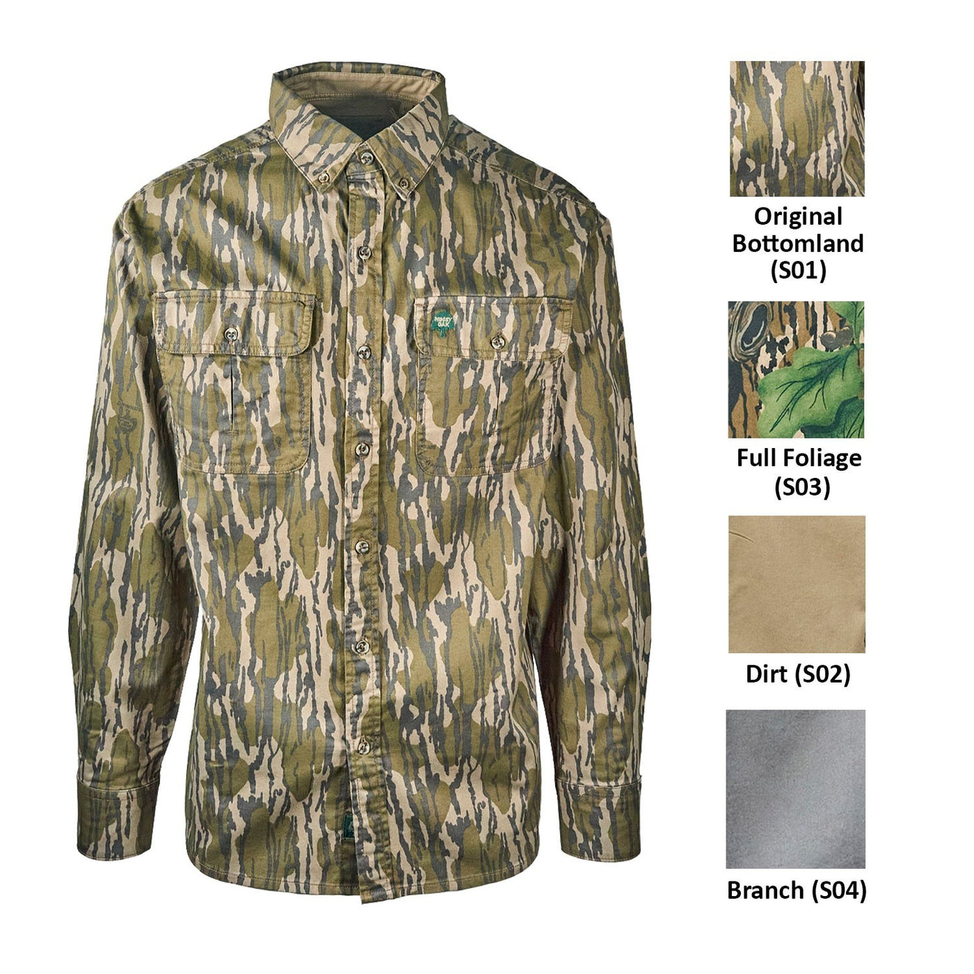 Companions Mossyoak Men's Shirt Dirt Cotton Twill 2 Flap Pockets L/S (S01 - S04)