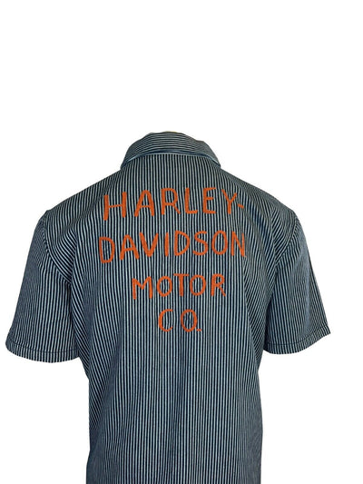 Branded Men's Blue Shirt Railroad Stripe Mechanics S/S (S69)