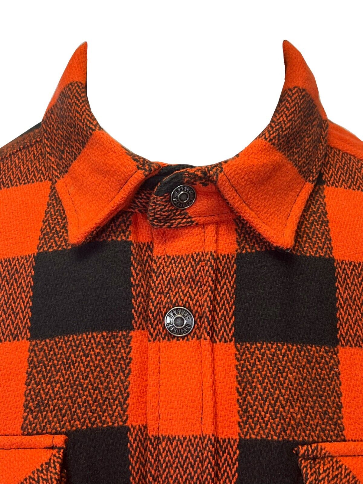 Branded Men's Orange & Black Plaid Shirt Jacket Vintage L/S (S74)