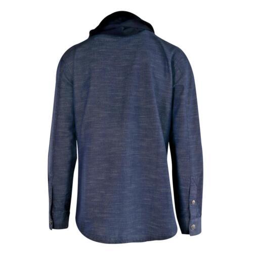 HD Branded Men's Denim Jacket Blue Dark Wash Patch Logo (101)