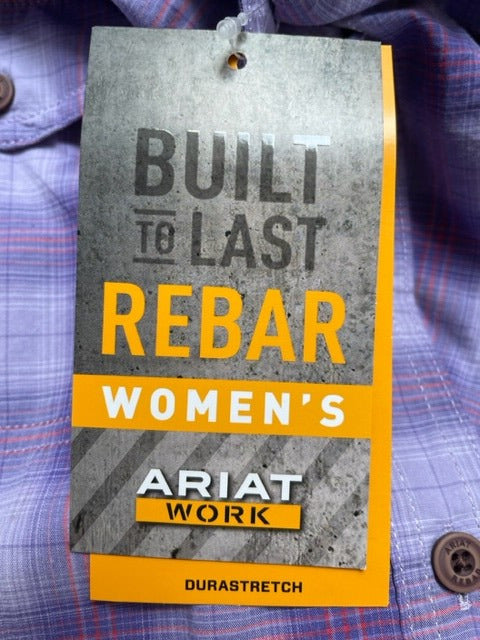 Ariat Women's Shirt Lavender Plaid Rebar Long Sleeve (S01)