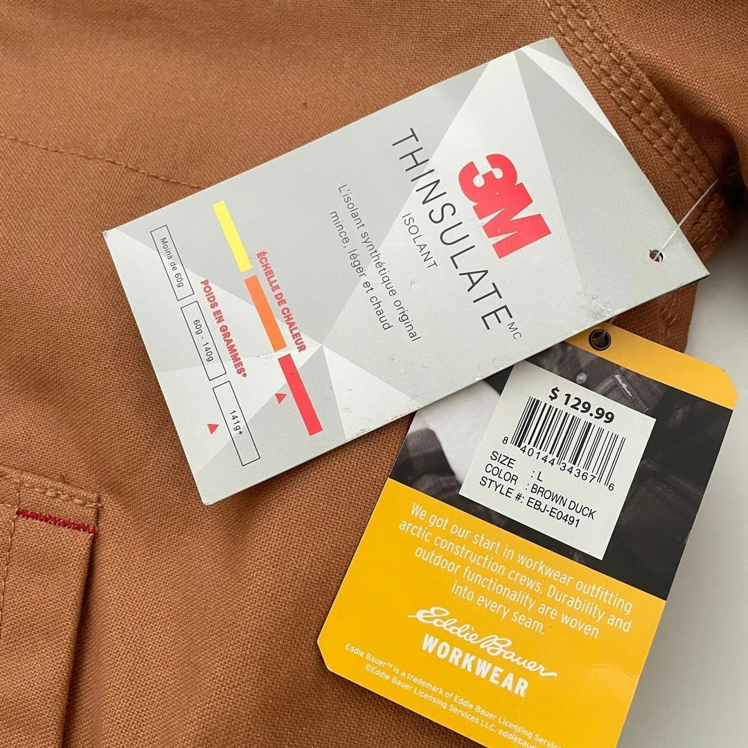 Eddie Bauer Men's Brown Duck Heavy-Duty Insulated Work Jacket