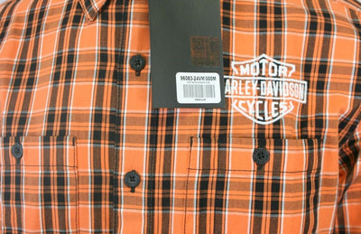 Harley-Davidson Men's Shirt Orange Screamin' Eagle Plaid L/S (S55)