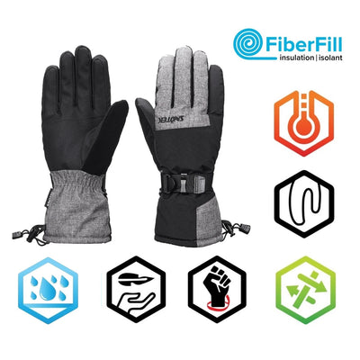 Snotek Men's Black & Grey Performance Ski Gloves Black Logo ST219 (S06)