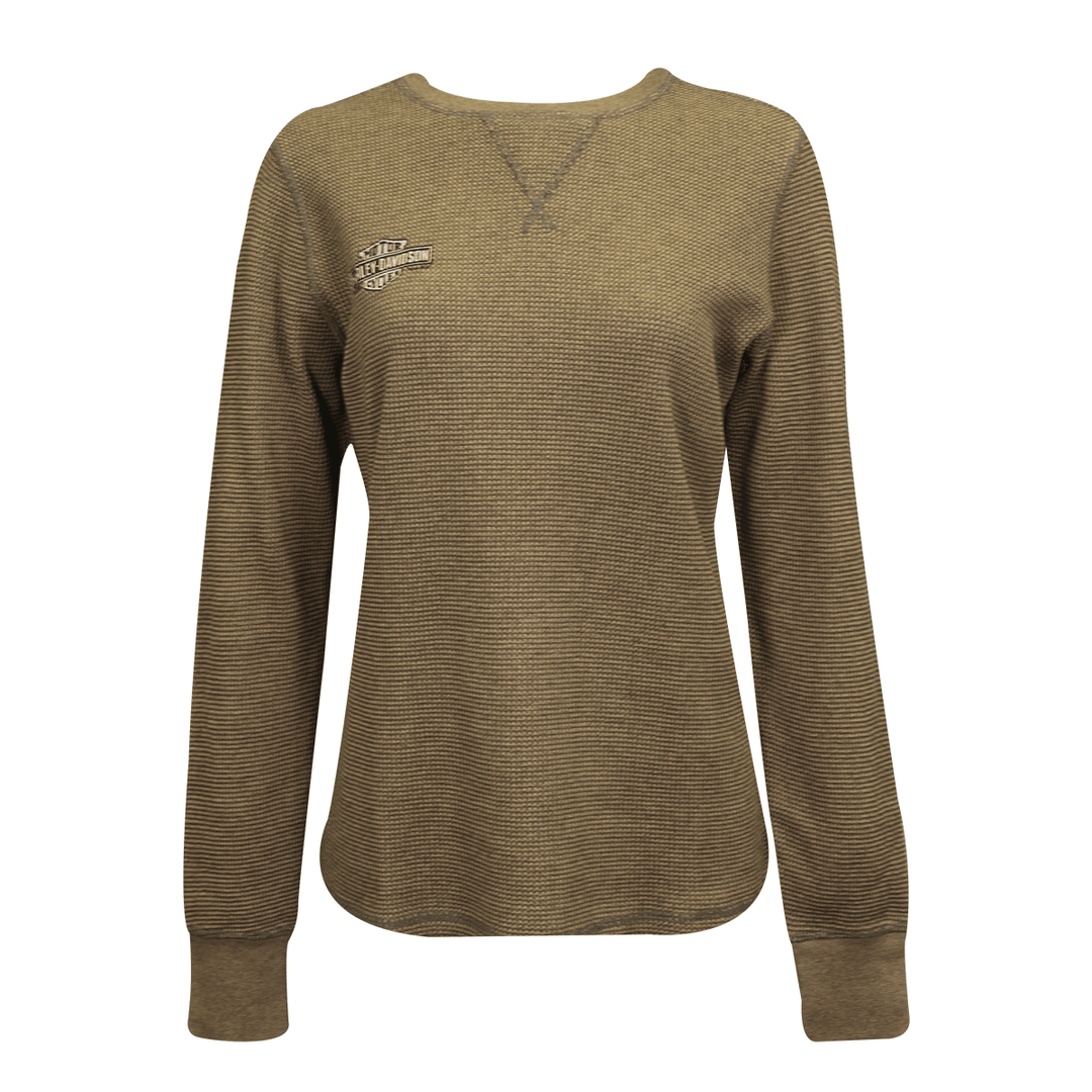 HD Branded Women's Thermal Knit Thunder Gray Patch Logo L/S (S02)