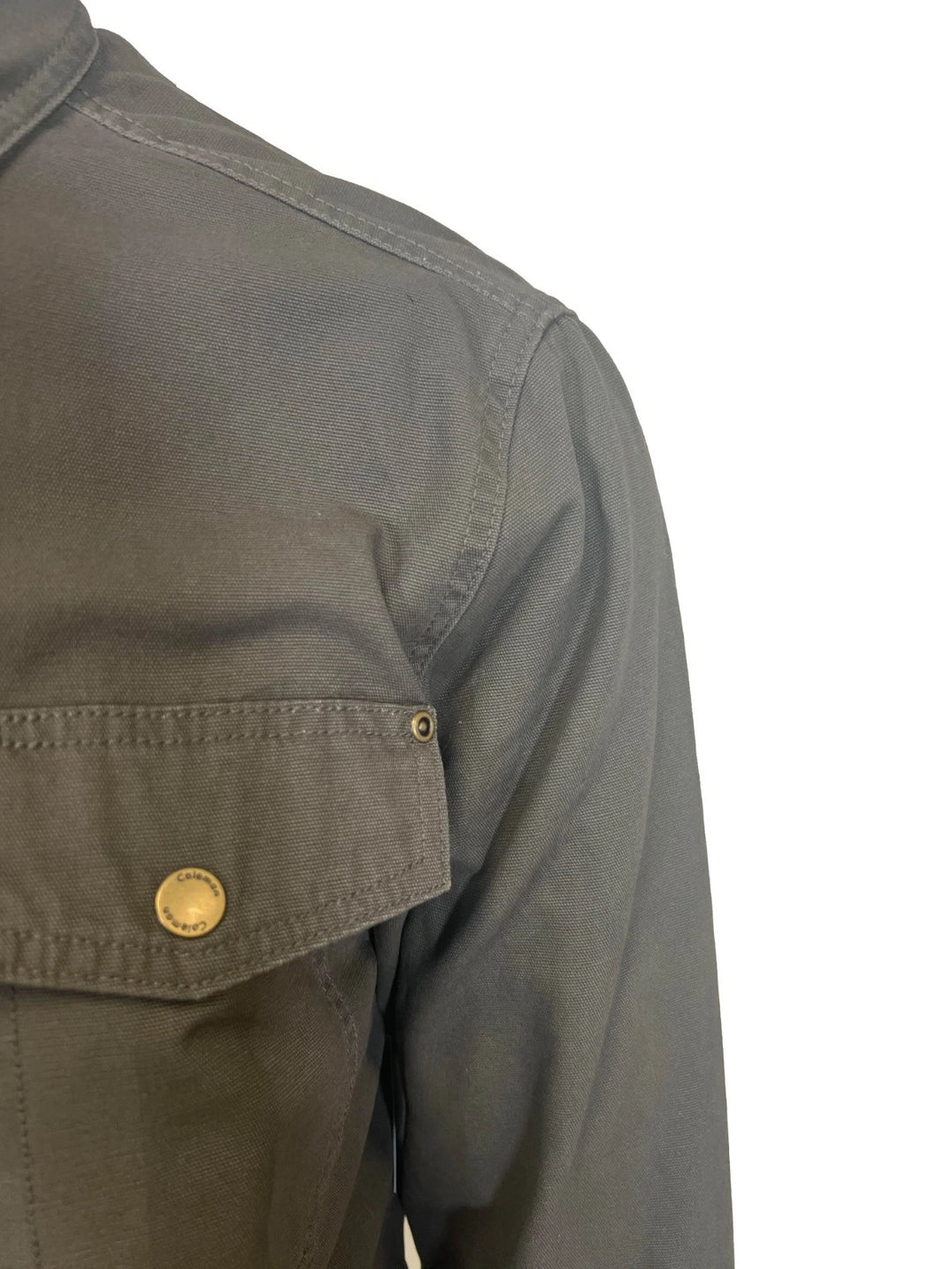 Coleman Men's Grey Jacket Fleece Lined Snap Closure Durable Canvas Shirt (S01)