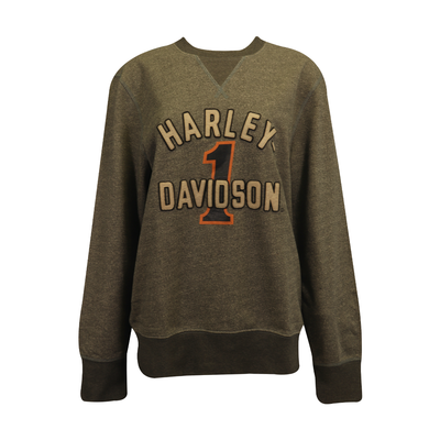 Harley-Davidson Women's Sweatshirt Grey Text Embroidered #1 Pullover L/S