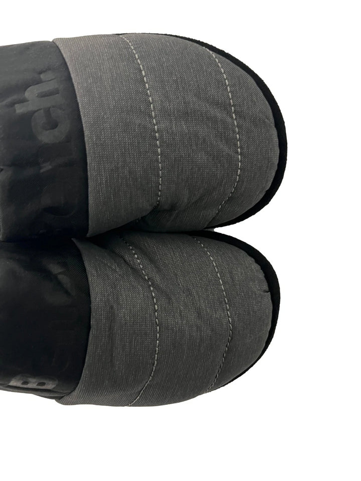Bench Juniors Kid's Grey Puffer Slippers Sherpa Quilted Slide On FiberFill (S04)