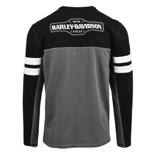 Branded  Men's T-Shirt Black Grey Colorblocked Long Sleeve Henley (S39)