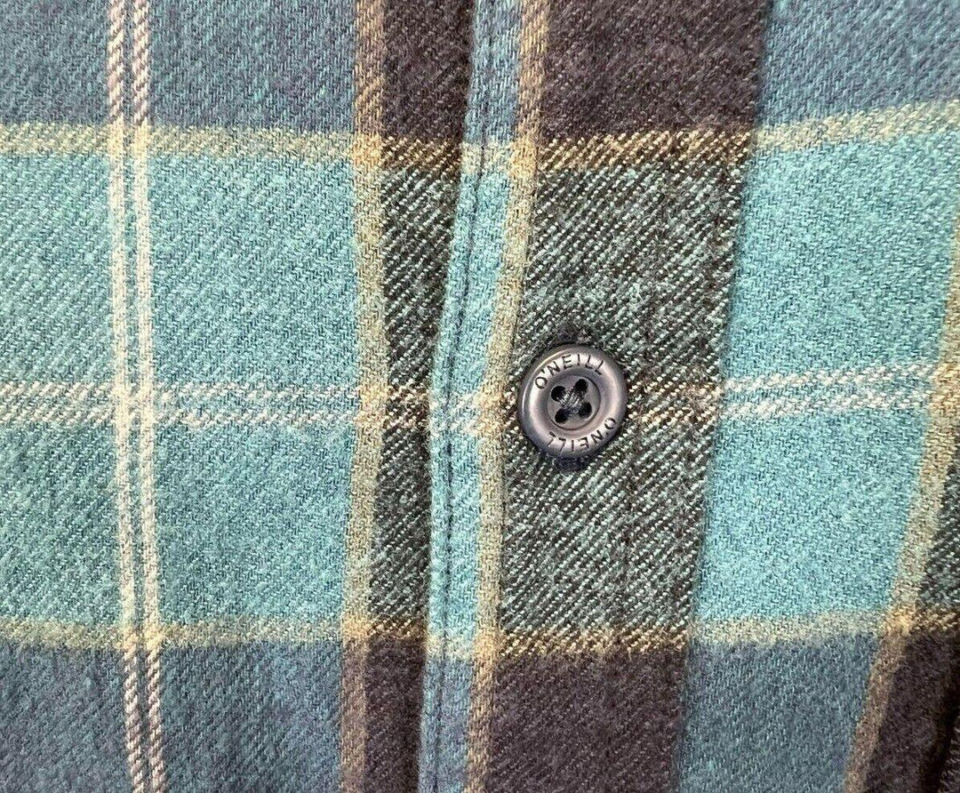 O'Neill Men's Navy Blue Shirt Redmond Plaid Stretch Flannel Long Sleeve (S24)