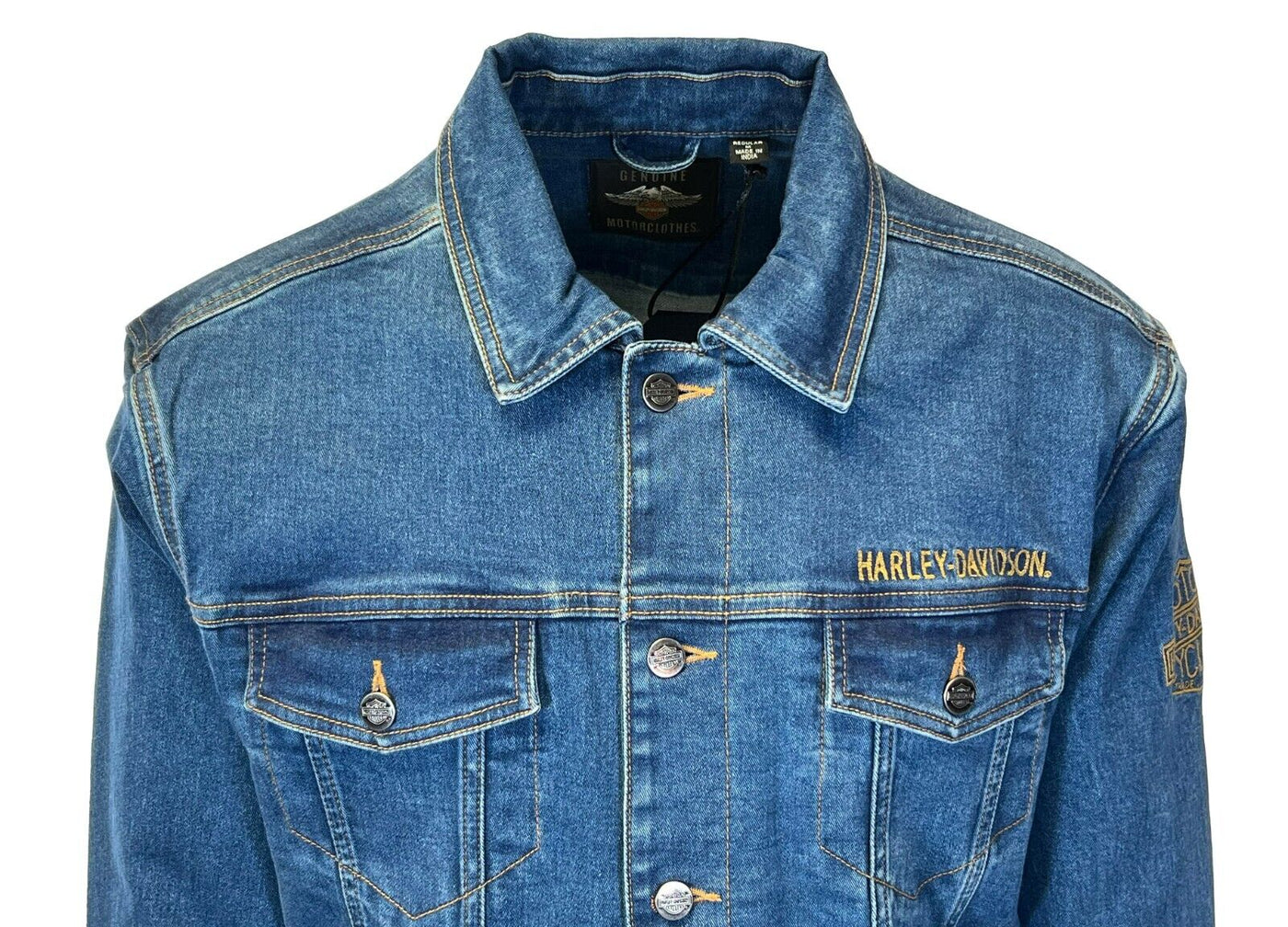 Branded Men's Dark Indigo Jacket Denim Chainstitch Embroidery (S77)