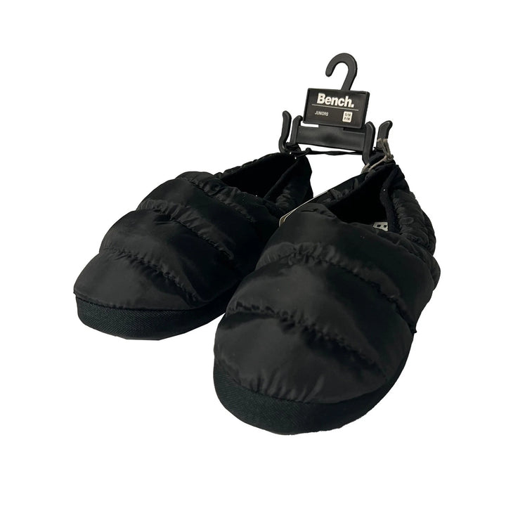 Bench Juniors Kid's Black Puffer Slippers with Rubber Sole FiberFill (S01)
