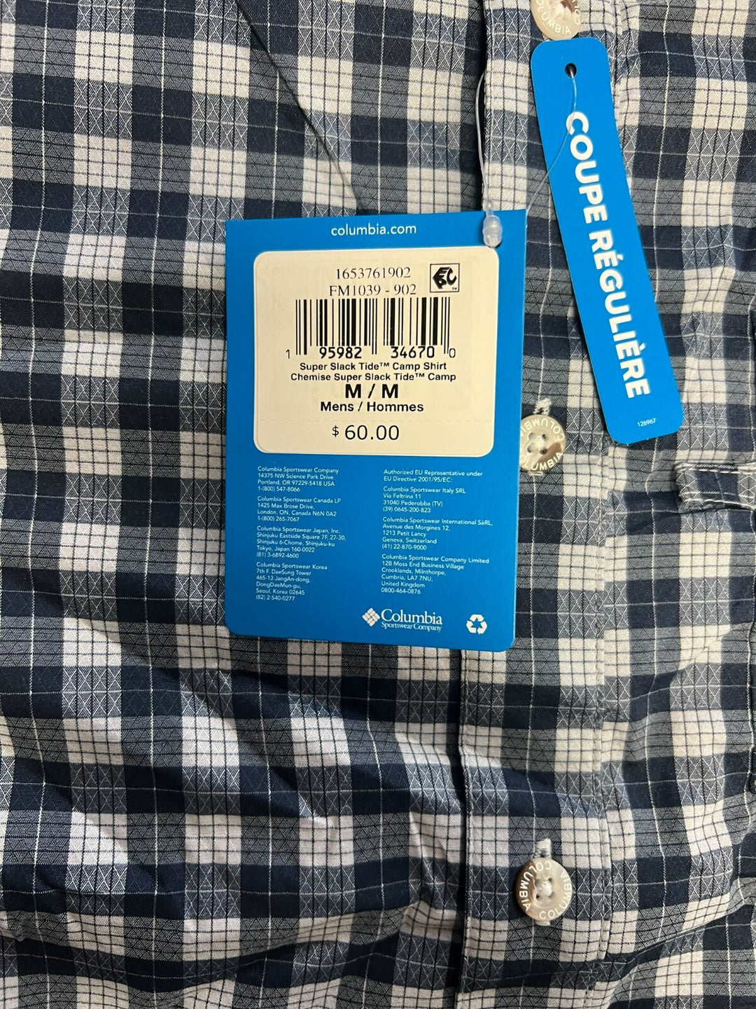 Columbia Men's Shirt PFG Super Slack Tide Camp Palaka Plaid Short Sleeve