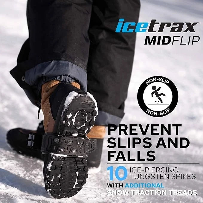 Icetrax Midflip Traction Aids Mid-Sole Ice Cleats Flip Strap - 2 Pack