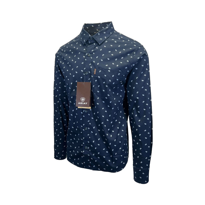 Ariat Men's Blue & Dark Blue Ble Shirt Stretch Modern Fit L/S (S50), (S51)