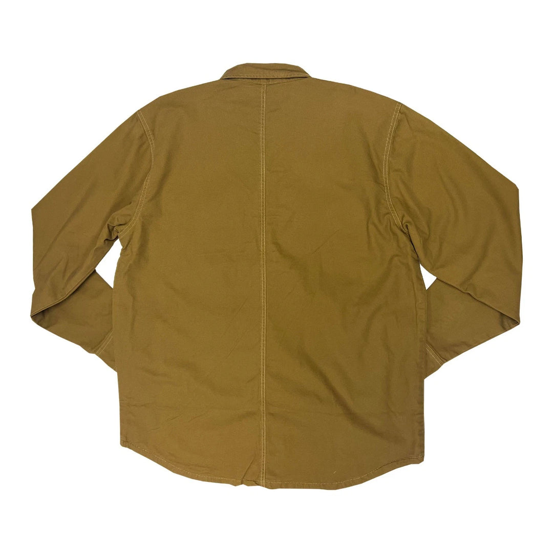 Carhartt Men′s Brown Jacket Rugged Flex Canvas Fleece Lined Shirt L/S (S53)
