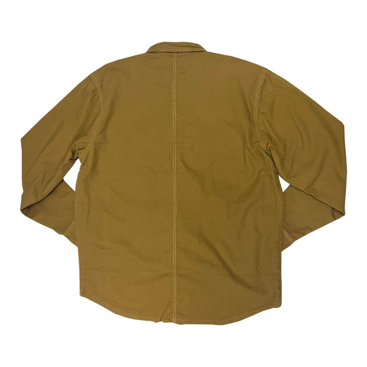 Carhartt Men′s Brown Jacket Rugged Flex Canvas Fleece Lined Shirt L/S (S53)