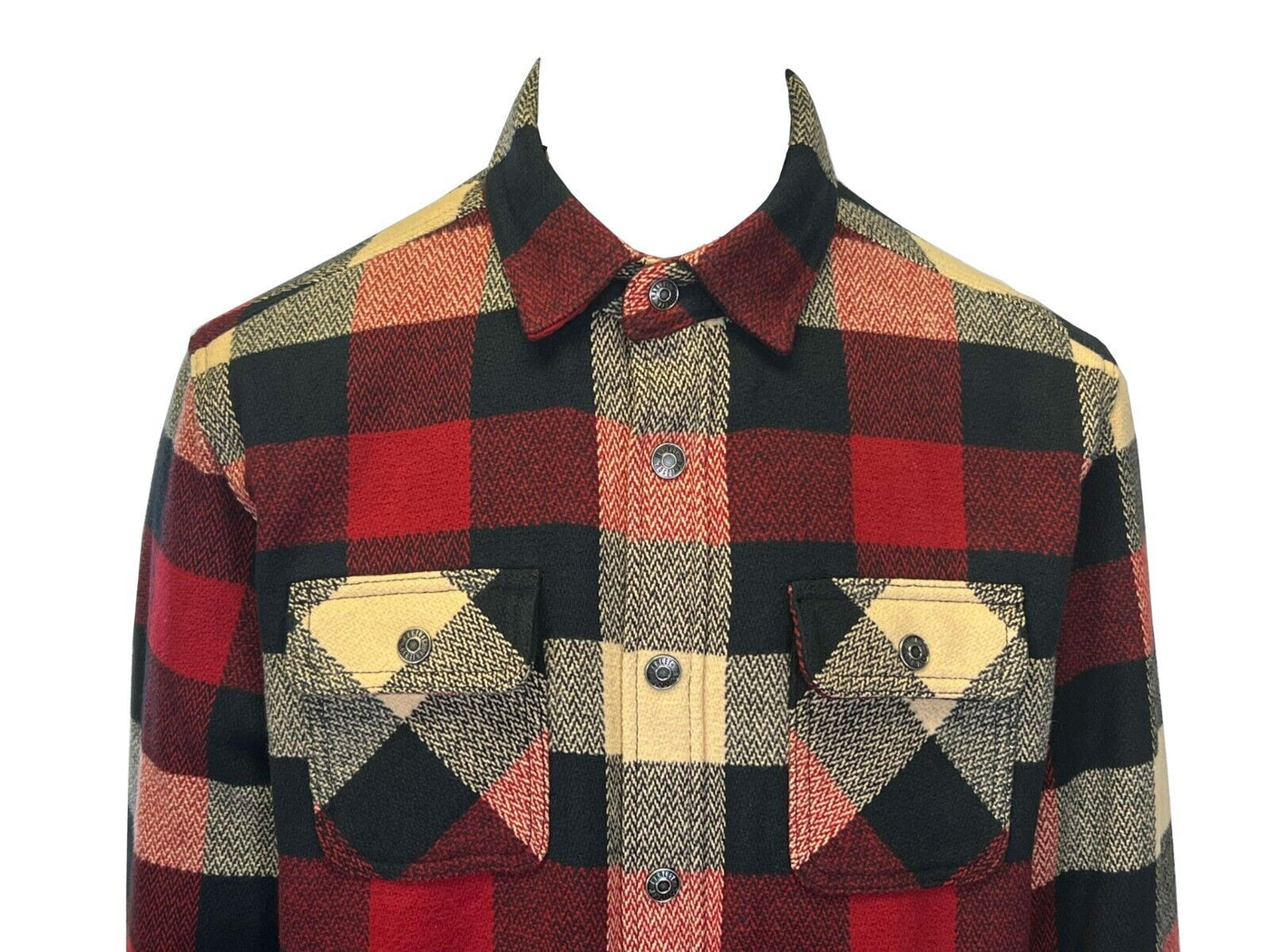 Branded Men's Red Black Cream Shirt Plaid Jacket Sherpa Lined L/S (S73)