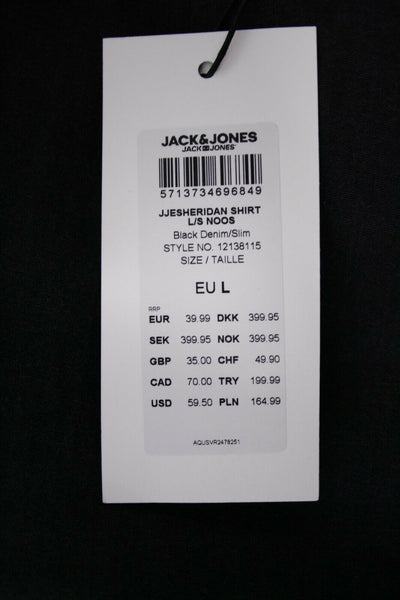 Jack & Jones Men's Black Denim Slim Sheridan L/S Shirt (Retail $59.50)