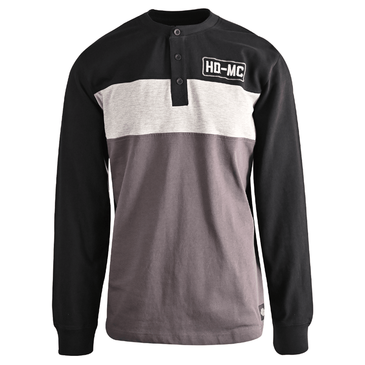 HD Branded Men's Henley T-Shirt Black Beauty Colorblock HD-MC Long Sleeve